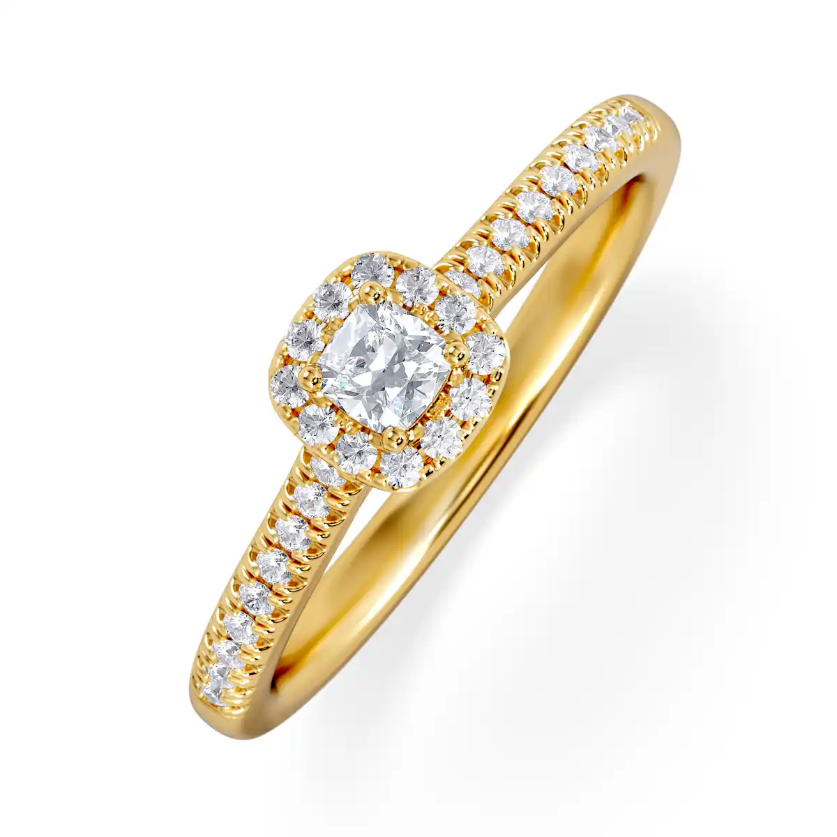 Lumia Cushion Cut Lab Diamond Halo Ring 0.33ct F/VS in 18K Gold Vermeil