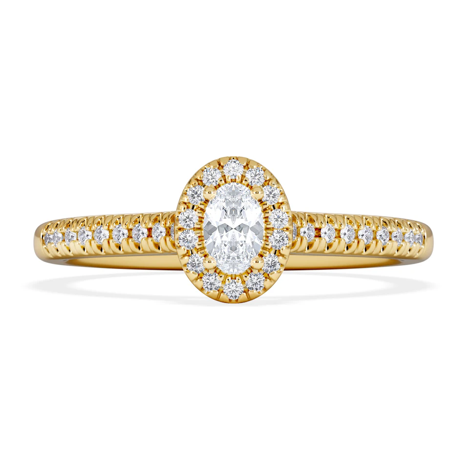 Lumia Oval Cut Lab Diamond Halo Ring 0.33ct F/VS in 18K Gold Vermeil
