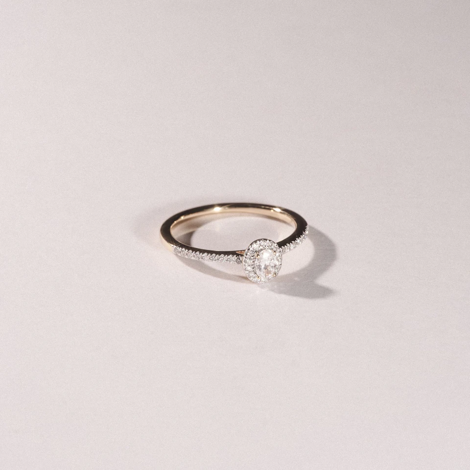 Lumia Oval Cut Lab Diamond Halo Ring 0.33ct F/VS in 18K Gold Vermeil