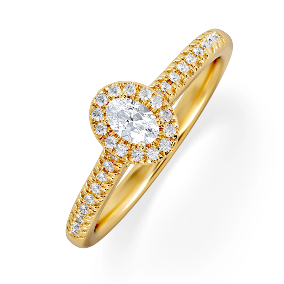 Lumia Oval Cut Lab Diamond Halo Ring 0.33ct F/VS in 18K Gold Vermeil