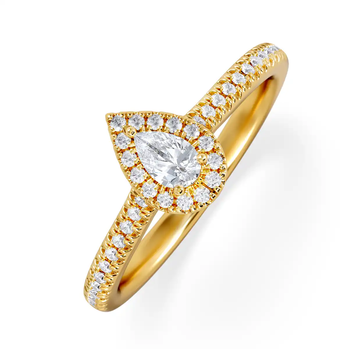 Lumia Pear Cut Lab Diamond Halo Ring 0.33ct F/VS in 18K Gold Vermeil