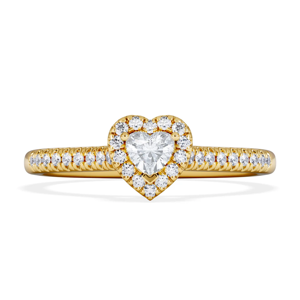 Lumia Heart Cut Lab Diamond Halo Ring 0.33ct F/VS in 18K Gold Vermeil