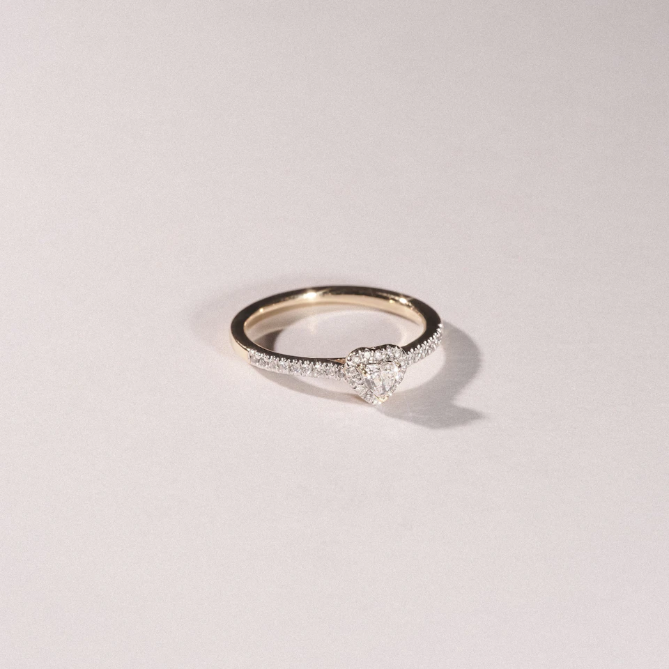 Lumia Heart Cut Lab Diamond Halo Ring 0.33ct F/VS in 18K Gold Vermeil