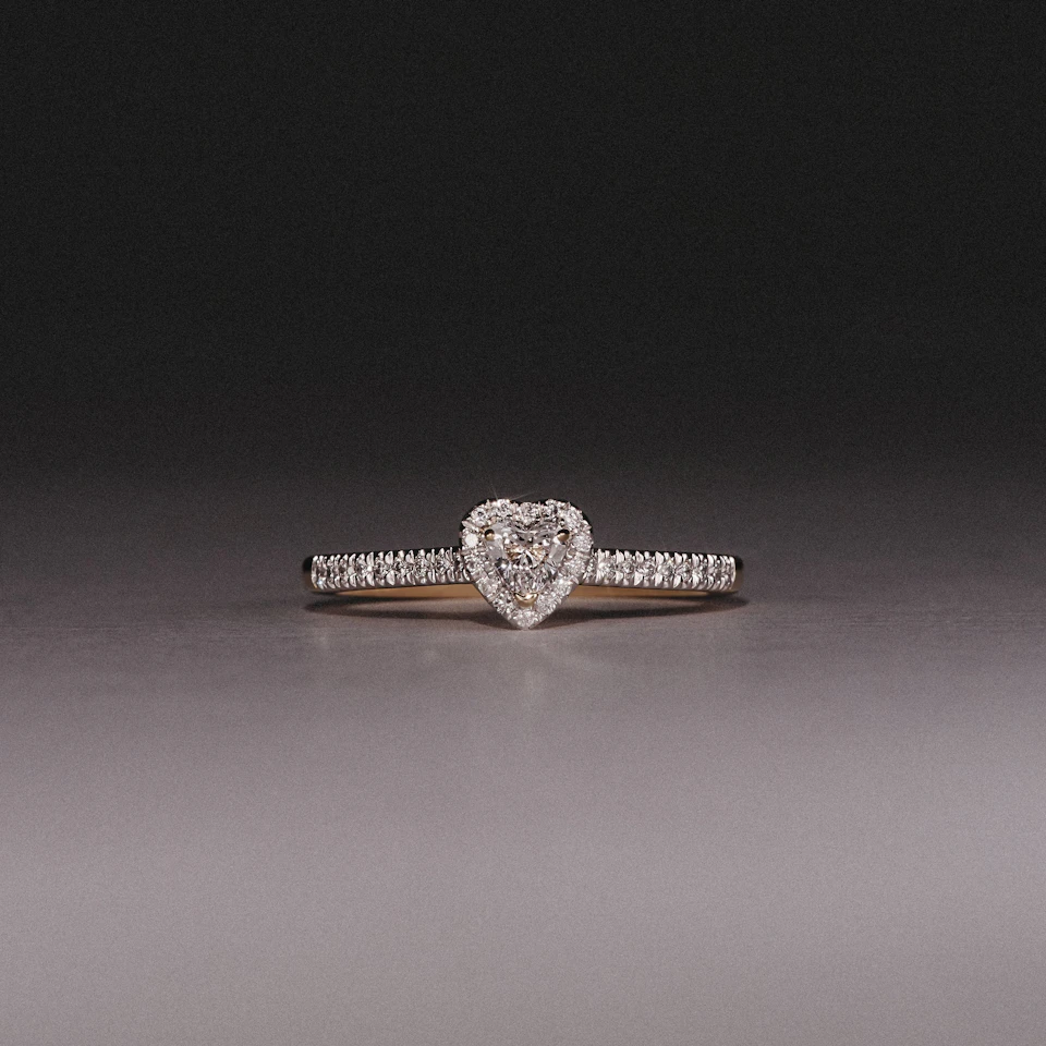 Lumia Heart Cut Lab Diamond Halo Ring 0.33ct F/VS in 18K Gold Vermeil