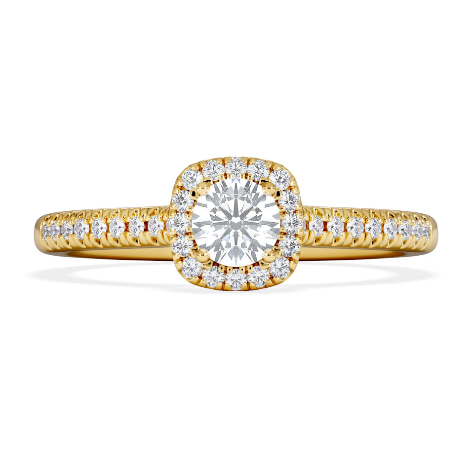Lumia Round Cut Lab Diamond Halo Ring 0.50ct F/VS in 18K Gold Vermeil