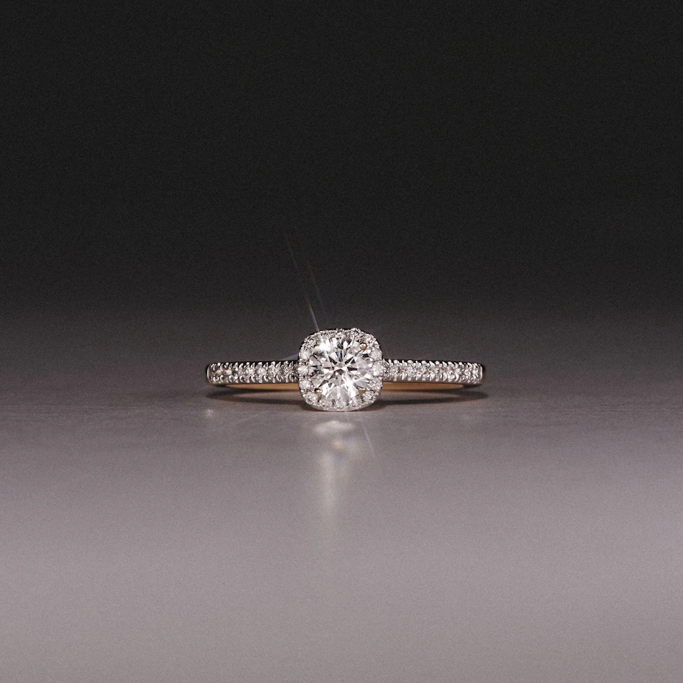 Lumia Round Cut Lab Diamond Halo Ring 0.50ct F/VS in 18K Gold Vermeil