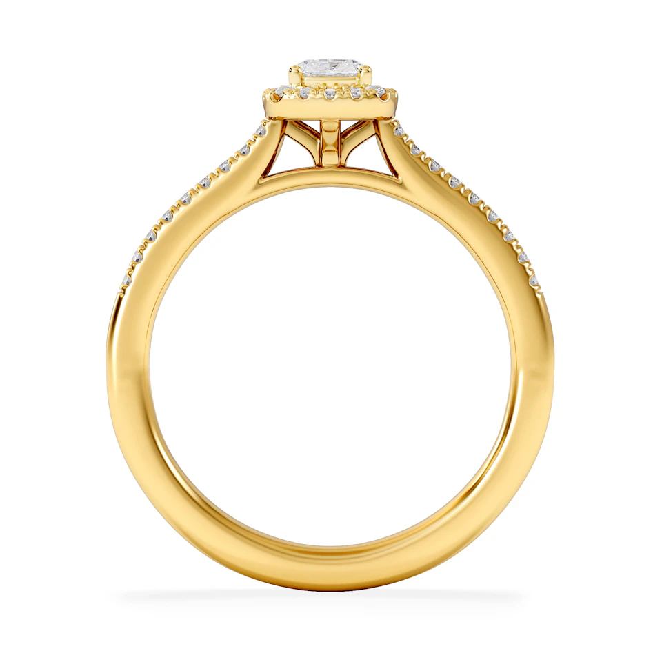 Lumia Cushion Cut Lab Diamond Halo Ring 0.50ct F/VS in 18K Gold Vermeil