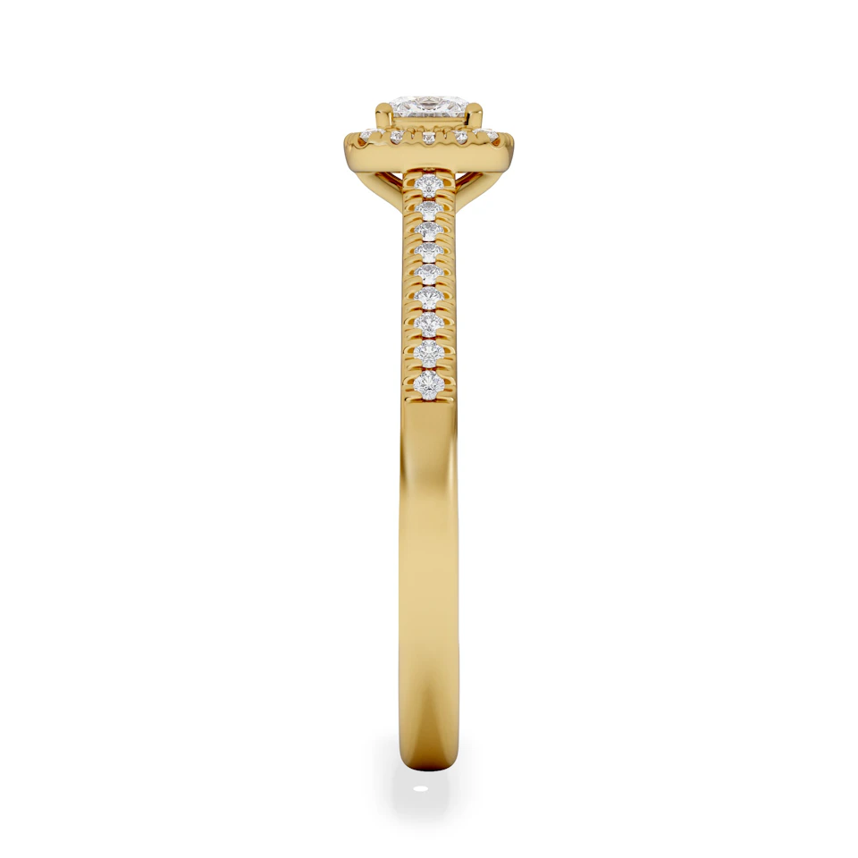 Lumia Cushion Cut Lab Diamond Halo Ring 0.50ct F/VS in 18K Gold Vermeil