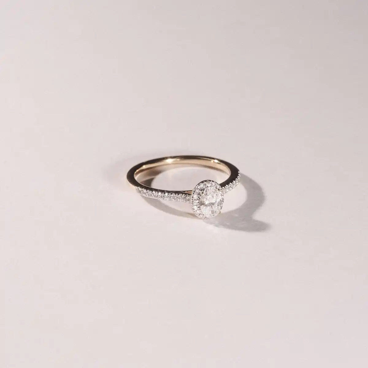 Lumia Oval Cut Lab Diamond Halo Ring 0.50ct F/VS in 18K Gold Vermeil