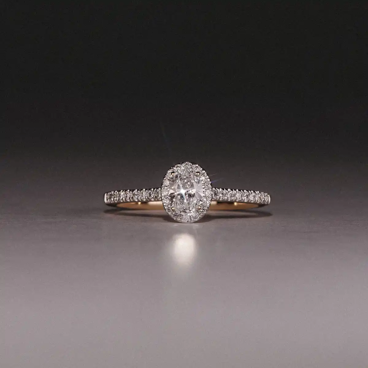 Lumia Oval Cut Lab Diamond Halo Ring 0.50ct F/VS in 18K Gold Vermeil