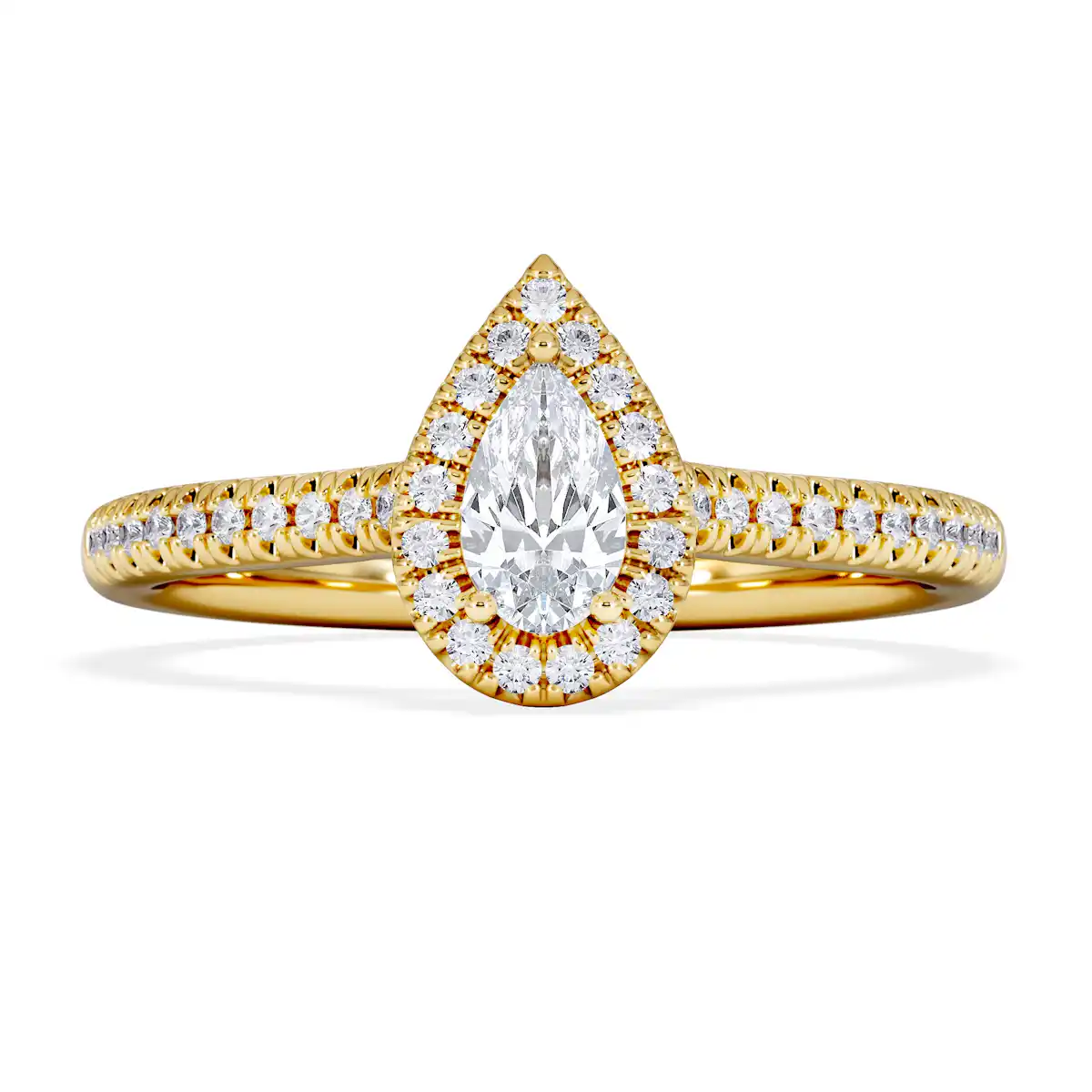 Lumia Pear Cut Lab Diamond Halo Ring 0.50ct F/VS in 18K Gold Vermeil