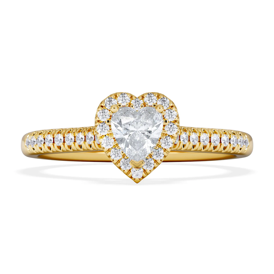 Lumia Heart Cut Lab Diamond Halo Ring 0.50ct F/VS in 18K Gold Vermeil