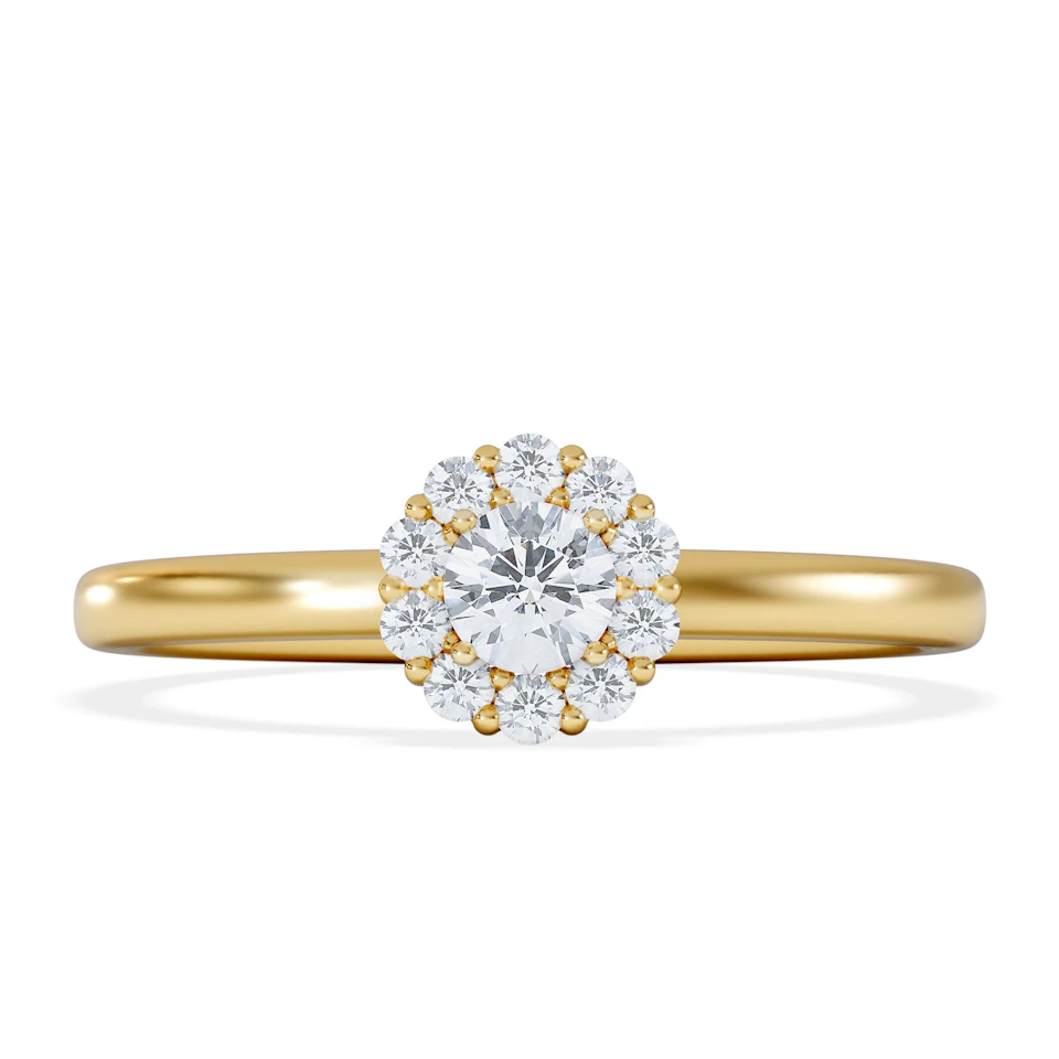 The Fleur Halo 0.30ct  H/SI Round Cut Lab Diamond Ring in 18K Gold Vermeil
