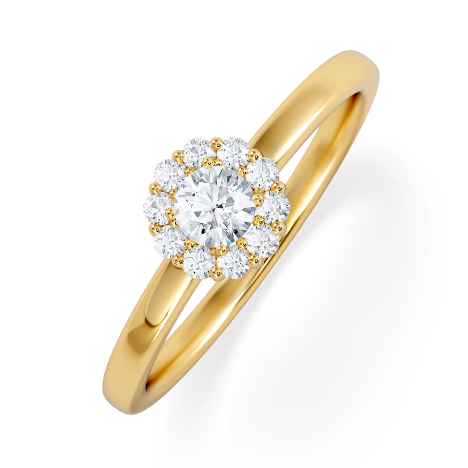 The Fleur Halo 0.30ct  H/SI Round Cut Lab Diamond Ring in 18K Gold Vermeil