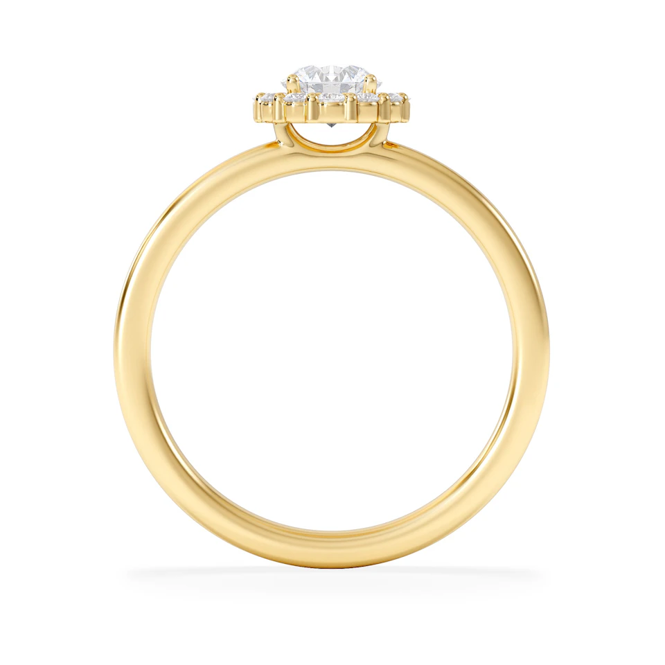 The Fleur Halo 0.50ct  H/SI Round Cut Lab Diamond Ring in 9K Yellow Gold