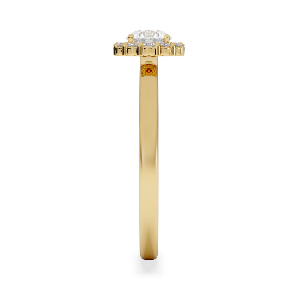 The Fleur Halo 0.50ct  H/SI Round Cut Lab Diamond Ring in 9K Yellow Gold