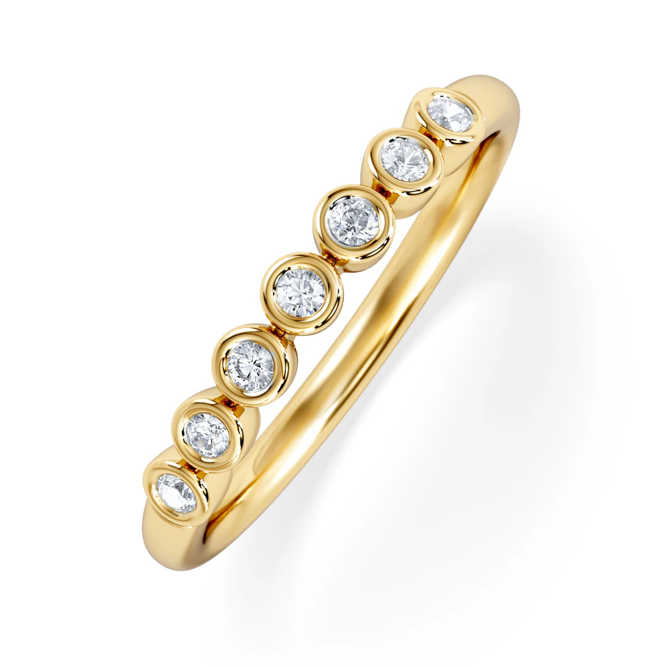 Orbit Half Band 0.15ct F/VS Round Cut Rubover Eternity Ring in 18K Gold Vemeil