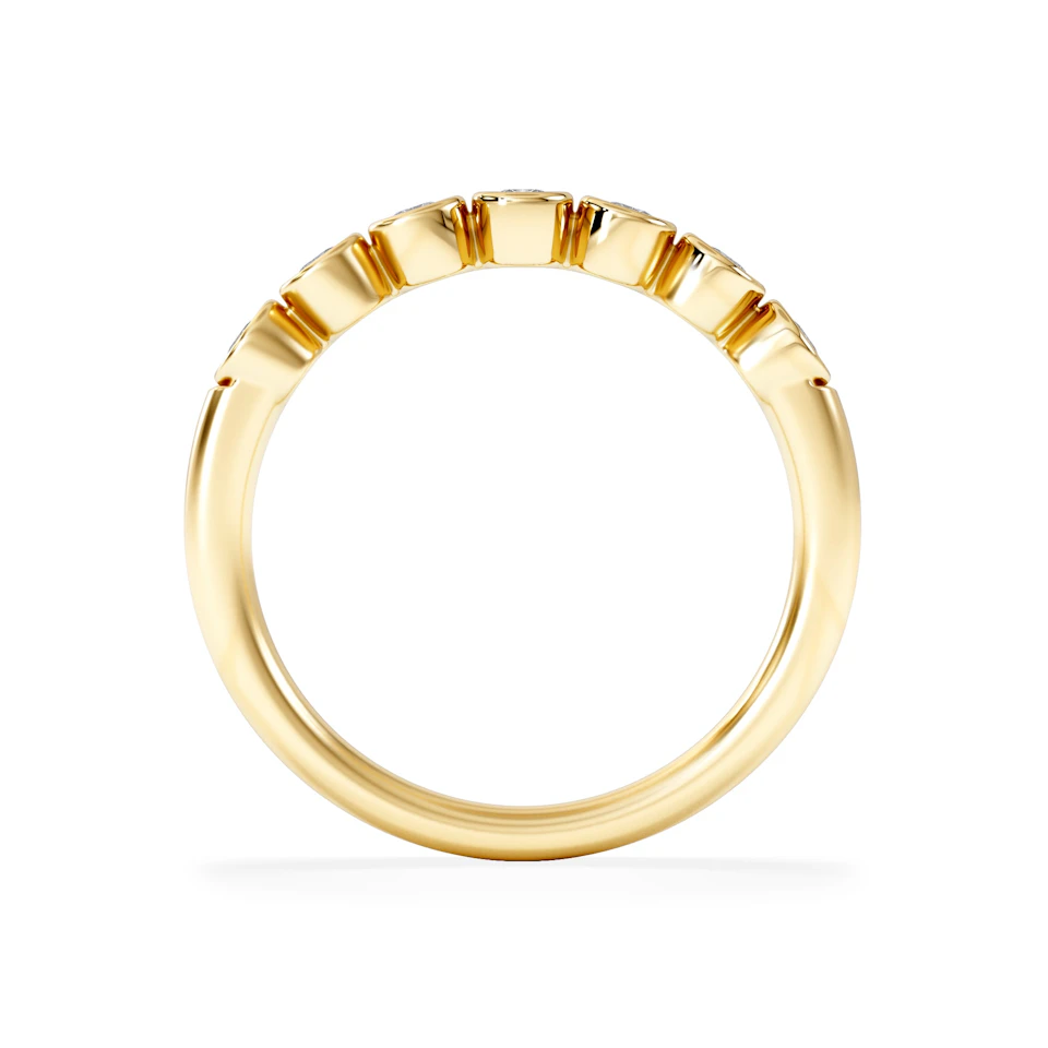 Orbit Half Band 0.30ct F/VS Round Cut Rubover Eternity Ring in 18K Yellow Gold
