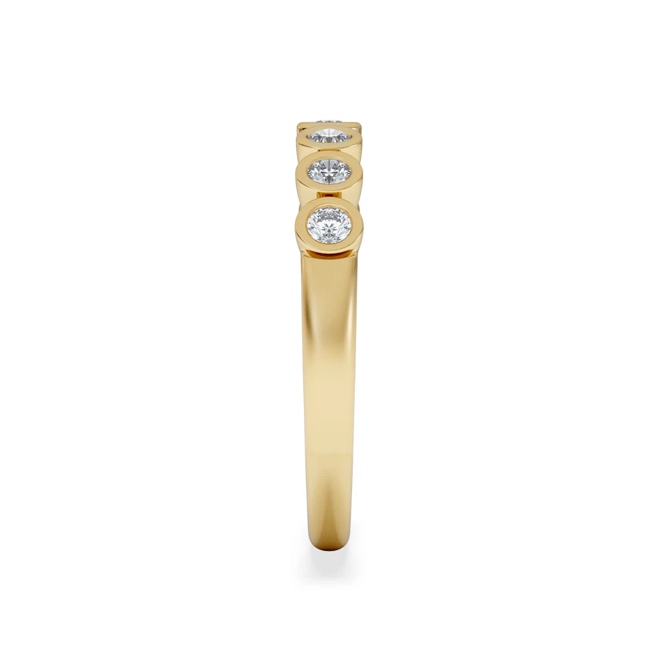 Orbit Half Band 0.30ct F/VS Round Cut Rubover Eternity Ring in 18K Yellow Gold