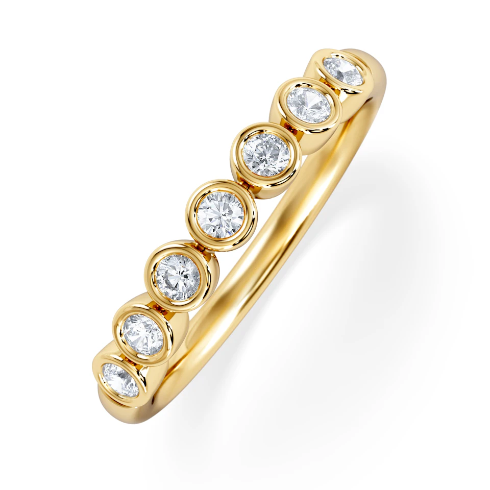 Orbit Half Band 0.30ct F/VS Round Cut Rubover Eternity Ring in 18K Yellow Gold