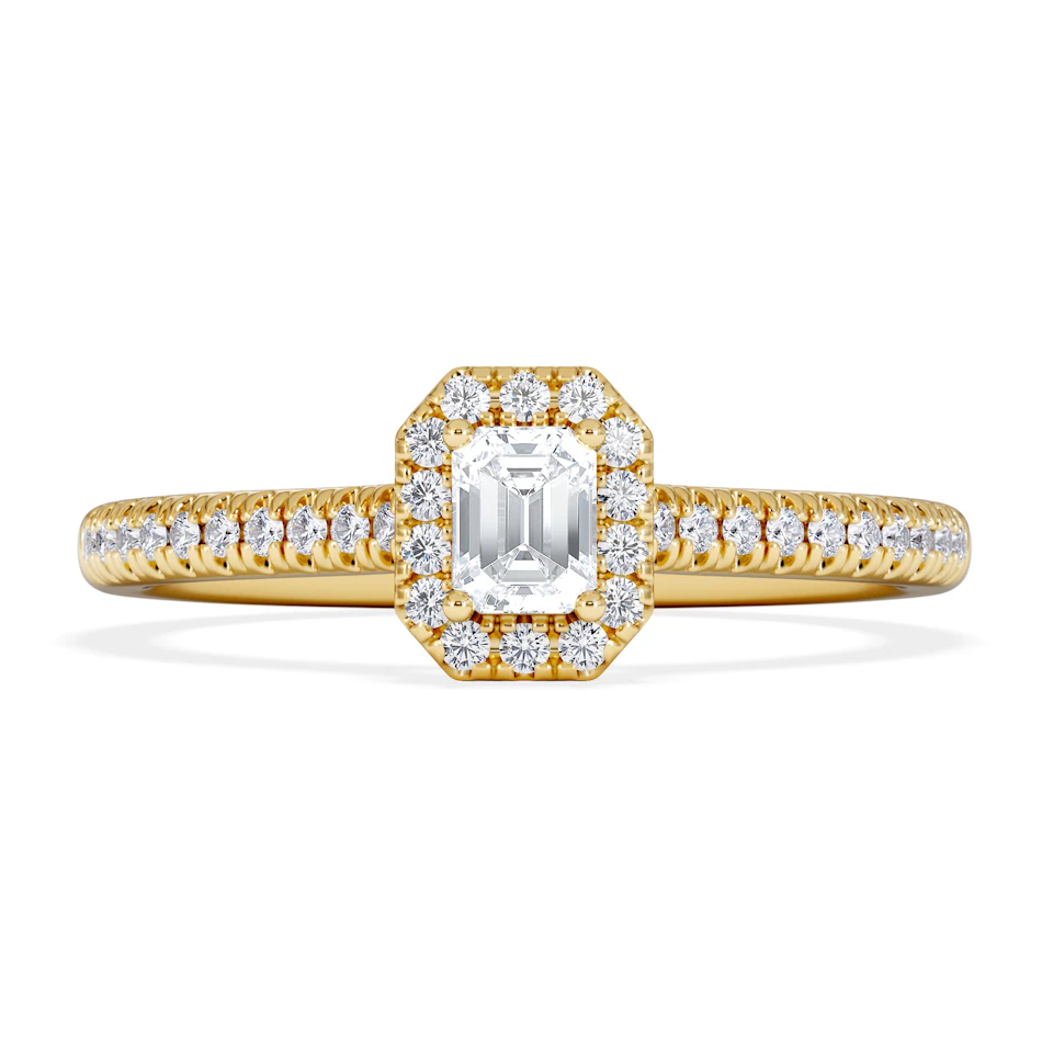 Lumia Emerald Cut Lab Diamond Halo Ring 0.33ct F/VS in 18K Gold Vermeil