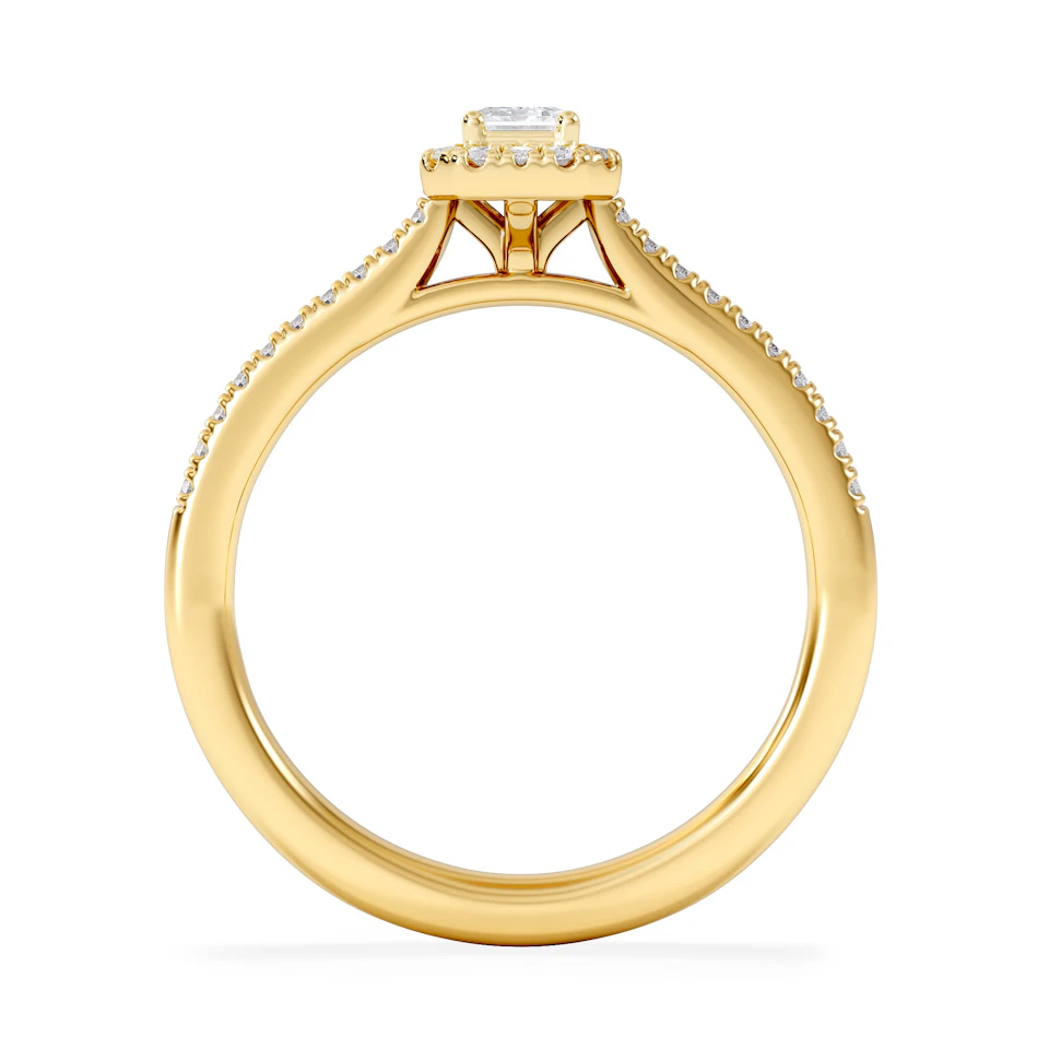 Lumia Emerald Cut Lab Diamond Halo Ring 0.50ct F/VS in 18K Gold Vermeil