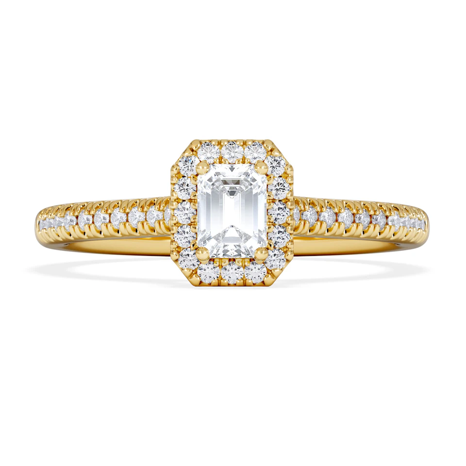 Lumia Emerald Cut Lab Diamond Halo Ring 0.50ct F/VS in 18K Gold Vermeil