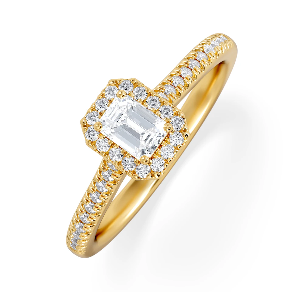 Lumia Emerald Cut Lab Diamond Halo Ring 0.50ct F/VS in 18K Gold Vermeil