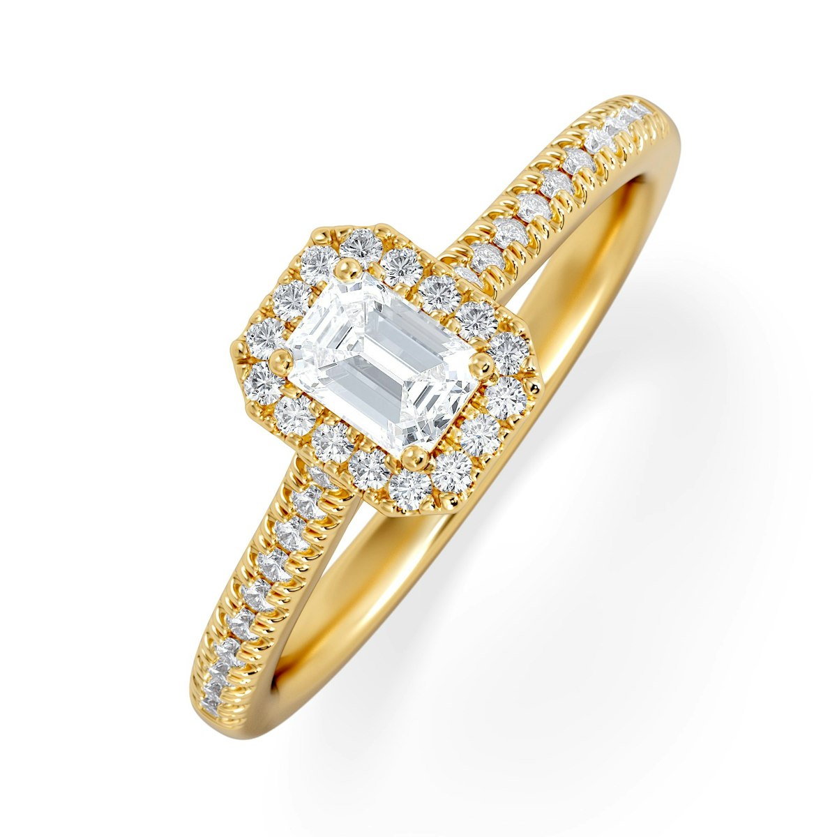 Lumia Emerald Cut Lab Diamond Halo Ring 0.50ct F/VS in 18K Gold Vermeil