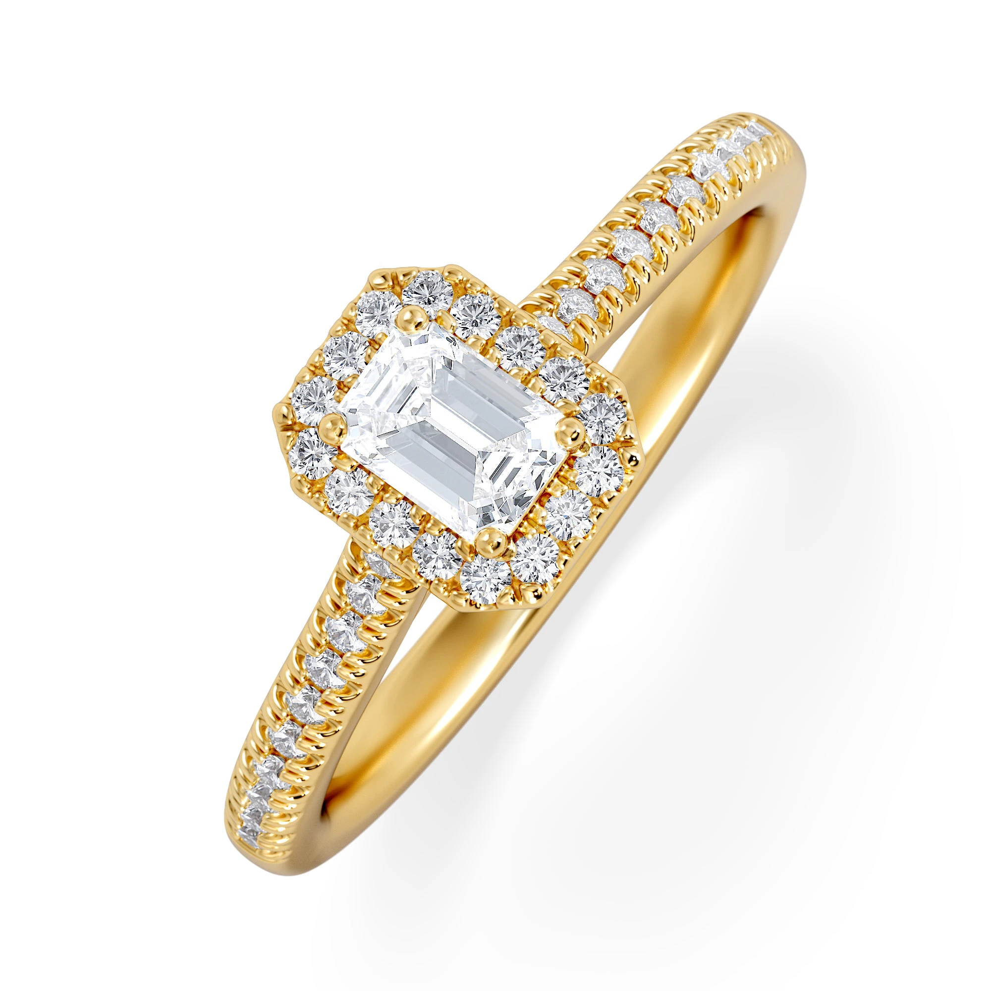 Lumia Emerald Cut Lab Diamond Halo Ring 0.50ct F/VS in 18K Gold Vermeil