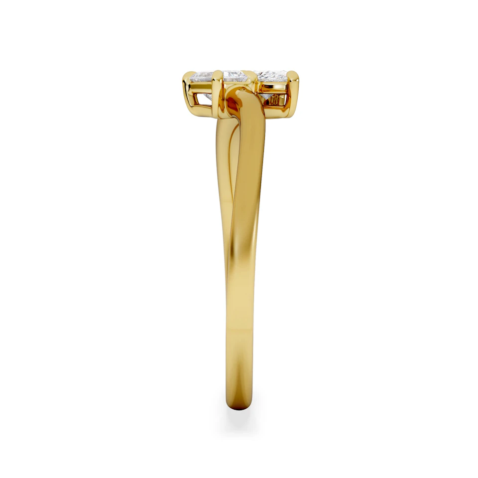 Toi et Moi Emerald and Pear Cut Lab Diamond Ring 30ct F/VS in 18K Gold Vermeil
