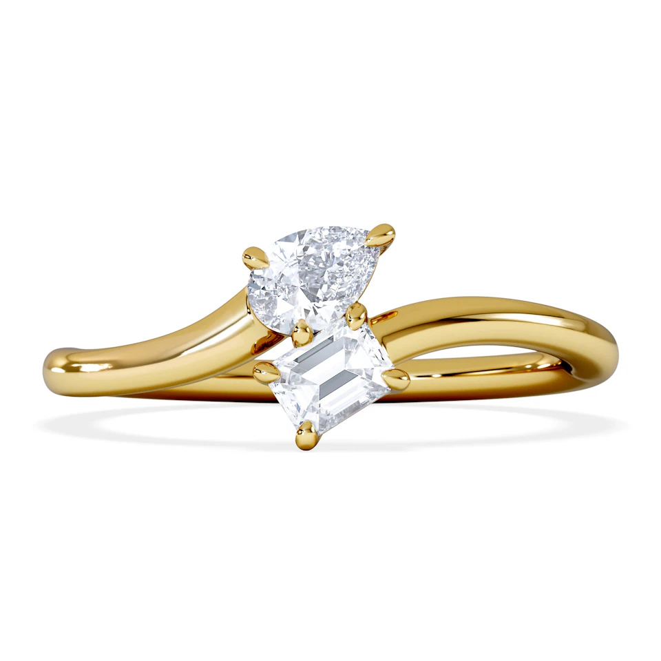 Toi et Moi Emerald and Pear Cut Lab Diamond Ring 1.00ct F/VS in 9K Gold