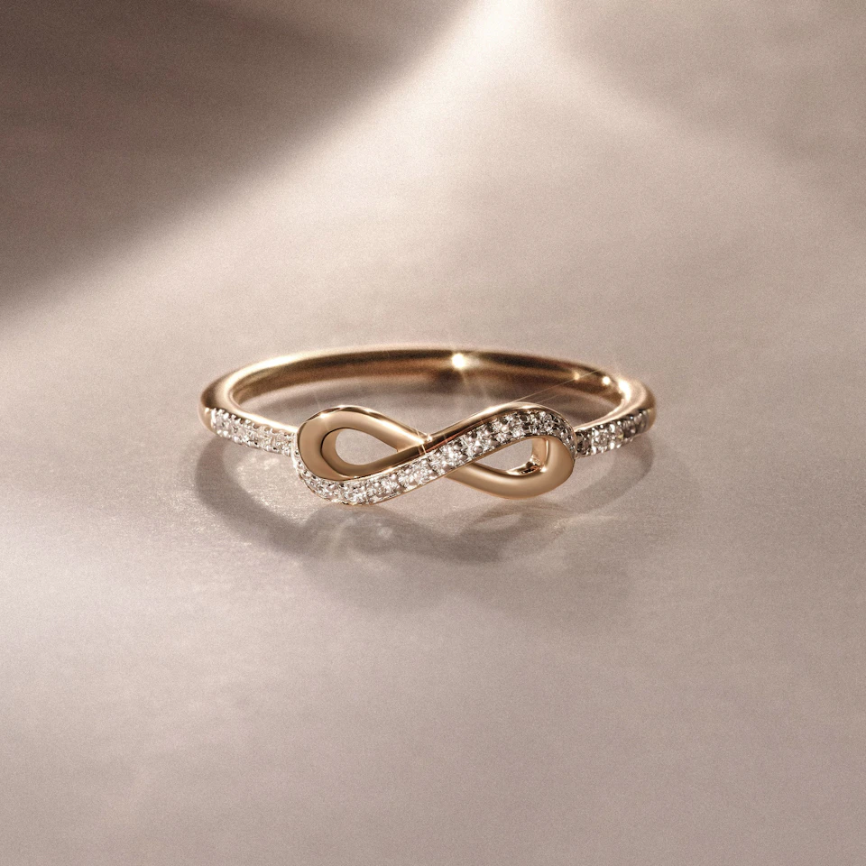 Infinity Love 0.13ct Lab Diamond Pavé Ring in 18K Gold Vermeil