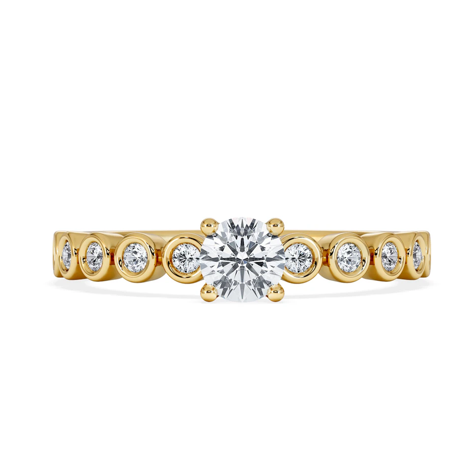 Entwine 0.30ct Round Cut Lab Diamond Solitaire Engagement Ring with Side Stones in 18K Gold Vermeil