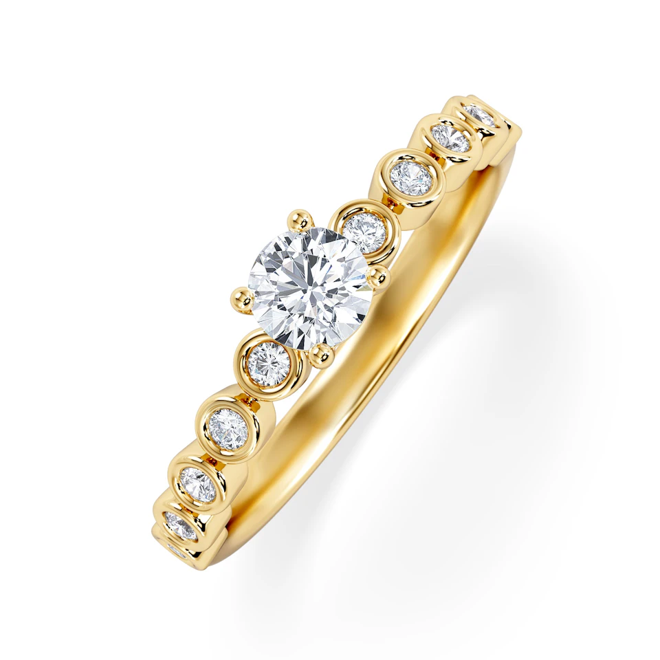 Entwine 0.30ct Round Cut Lab Diamond Solitaire Engagement Ring with Side Stones in 18K Gold Vermeil