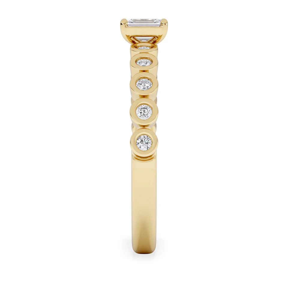 Entwine 0.30ct Emerald Cut Lab Diamond Solitaire Engagement Ring with Side Stones in 18K Gold Vermeil