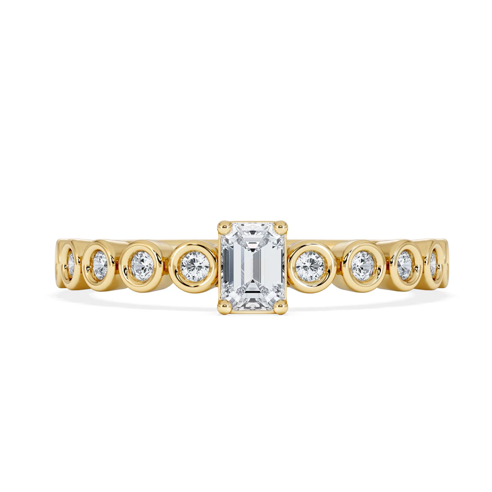 Entwine 0.30ct Emerald Cut Lab Diamond Solitaire Engagement Ring with Side Stones in 18K Gold Vermeil