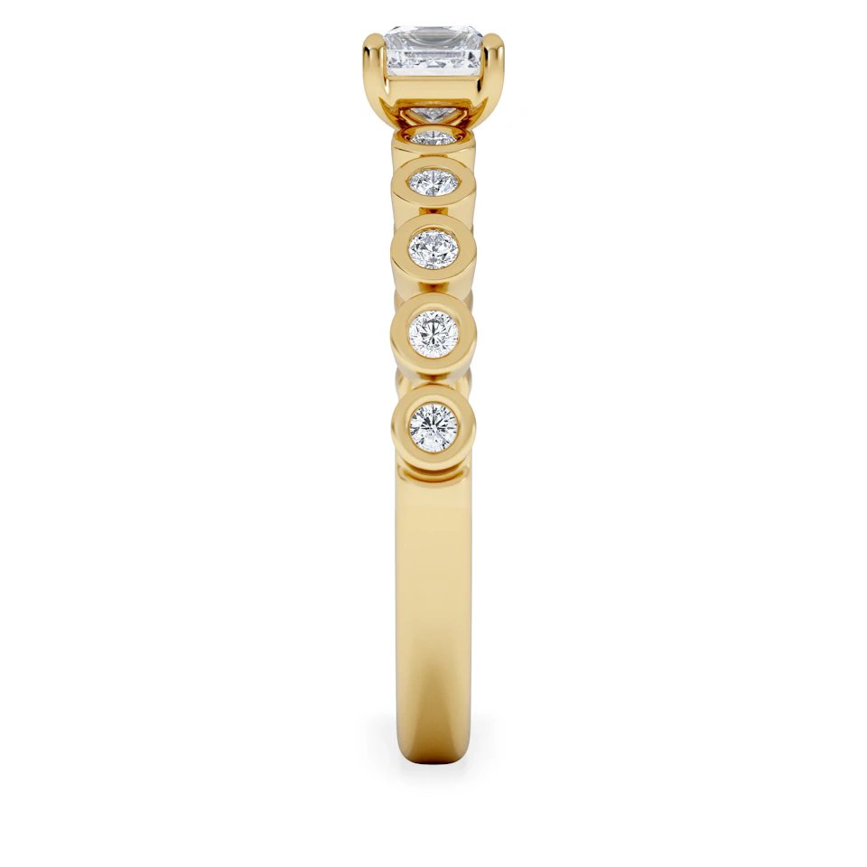 Entwine 0.30ct Princess Cut Lab Diamond Solitaire Engagement Ring with Side Stones in 18K Gold Vermeil