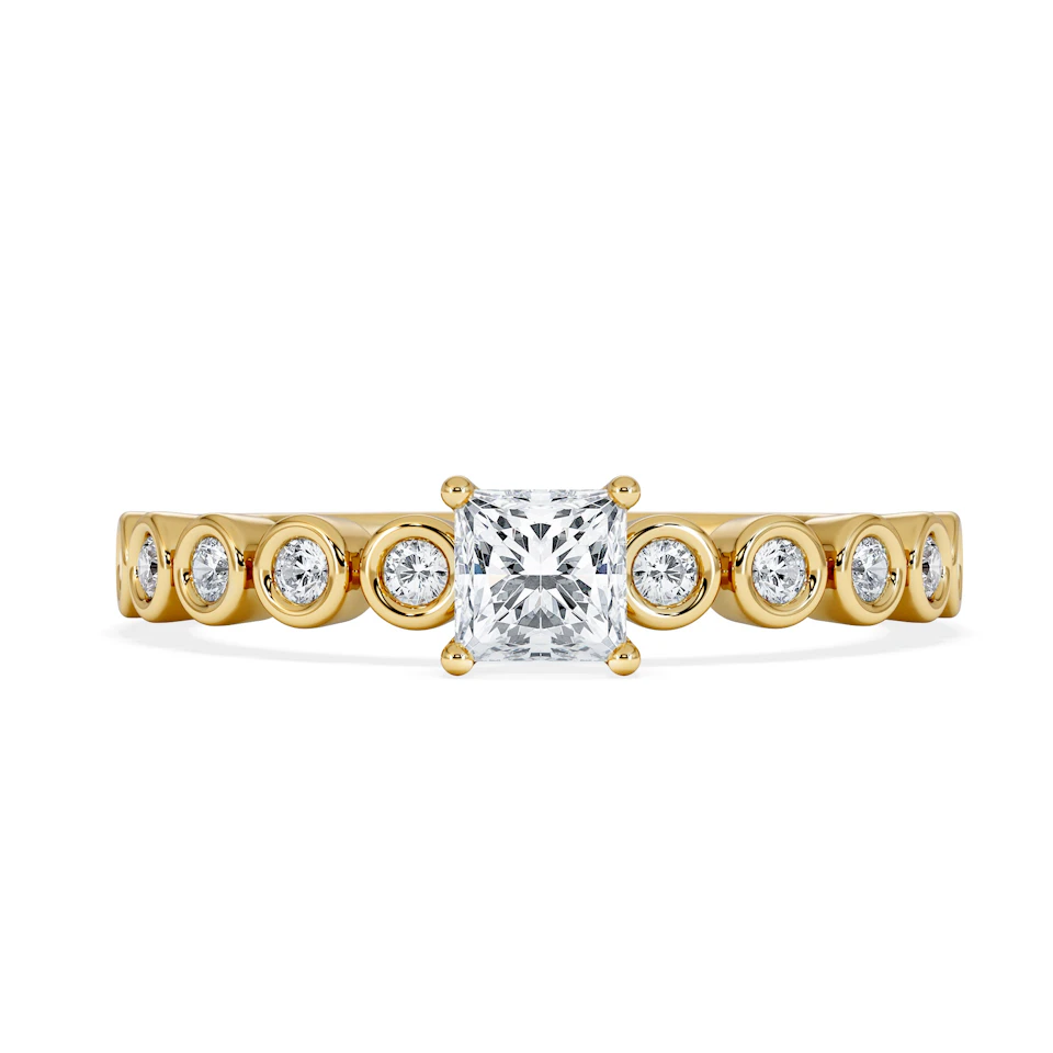 Entwine 0.30ct Princess Cut Lab Diamond Solitaire Engagement Ring with Side Stones in 18K Gold Vermeil