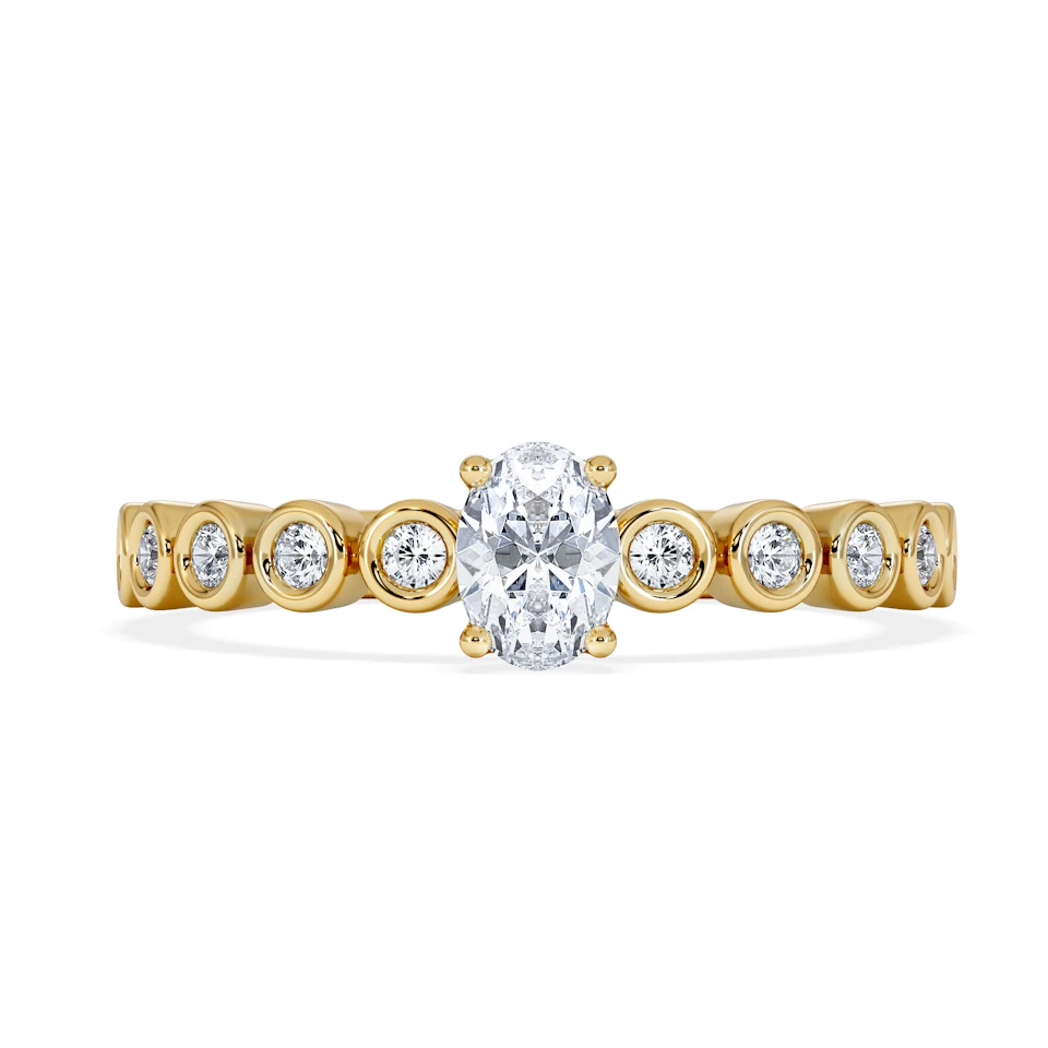 Entwine 0.30ct Oval Cut Lab Diamond Solitaire Engagement Ring with Side Stones in 18K Gold Vermeil