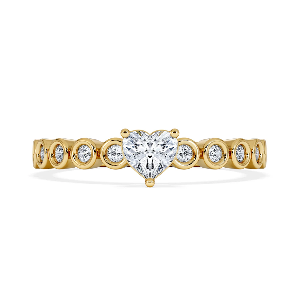 Entwine 0.30ct Heart Cut Lab Diamond Solitaire Engagement Ring with Side Stones in 18K Gold Vermeil