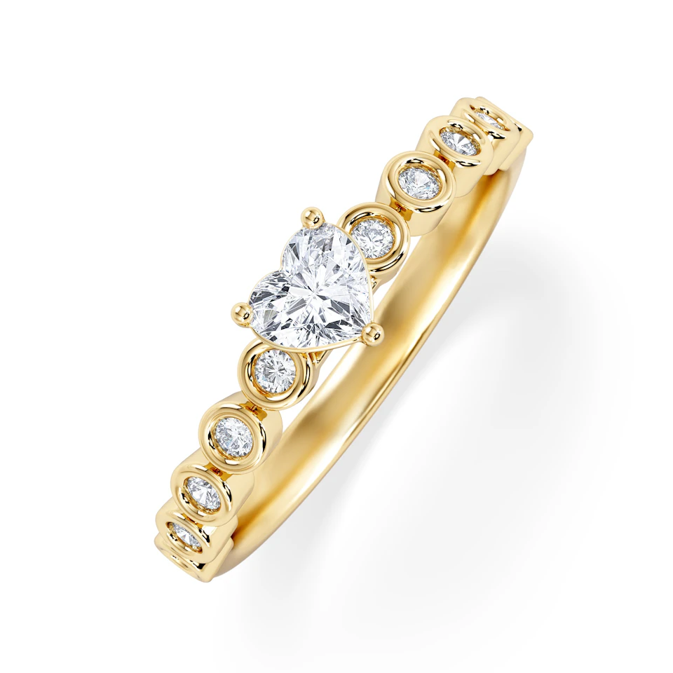 Entwine 0.30ct Heart Cut Lab Diamond Solitaire Engagement Ring with Side Stones in 18K Gold Vermeil
