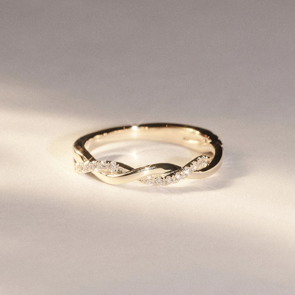 Celia Twist Half Band 0.15ct F/VS Round Cut Lab Diamond Eternity Ring in 18K Gold Vermeil