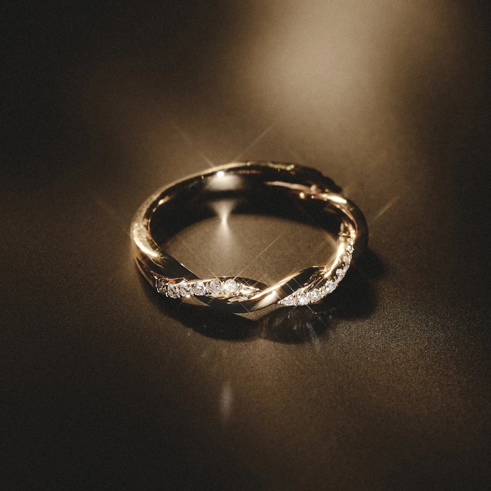 Celia Twist Half Band 0.15ct F/VS Round Cut Lab Diamond Eternity Ring in 18K Gold Vermeil