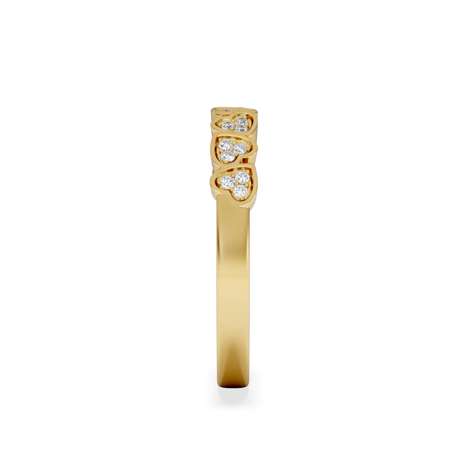 Heart Half Eternity Ring Lab Diamond 0.11ct in 18K Gold Vermeil