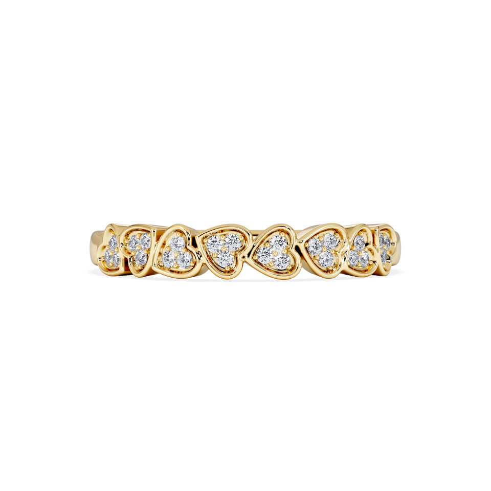 Heart Half Eternity Ring Lab Diamond 0.11ct in 18K Gold Vermeil