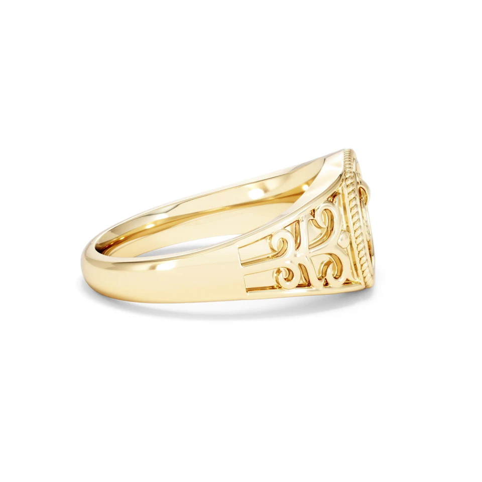 Aquarius Zodiac 0.01ct Lab Diamond Signet Ring in 18K Gold Vermeil