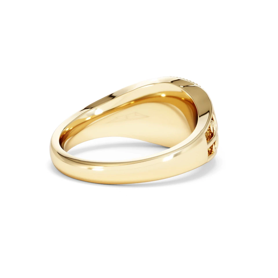 Aquarius Zodiac 0.01ct Lab Diamond Signet Ring in 18K Gold Vermeil