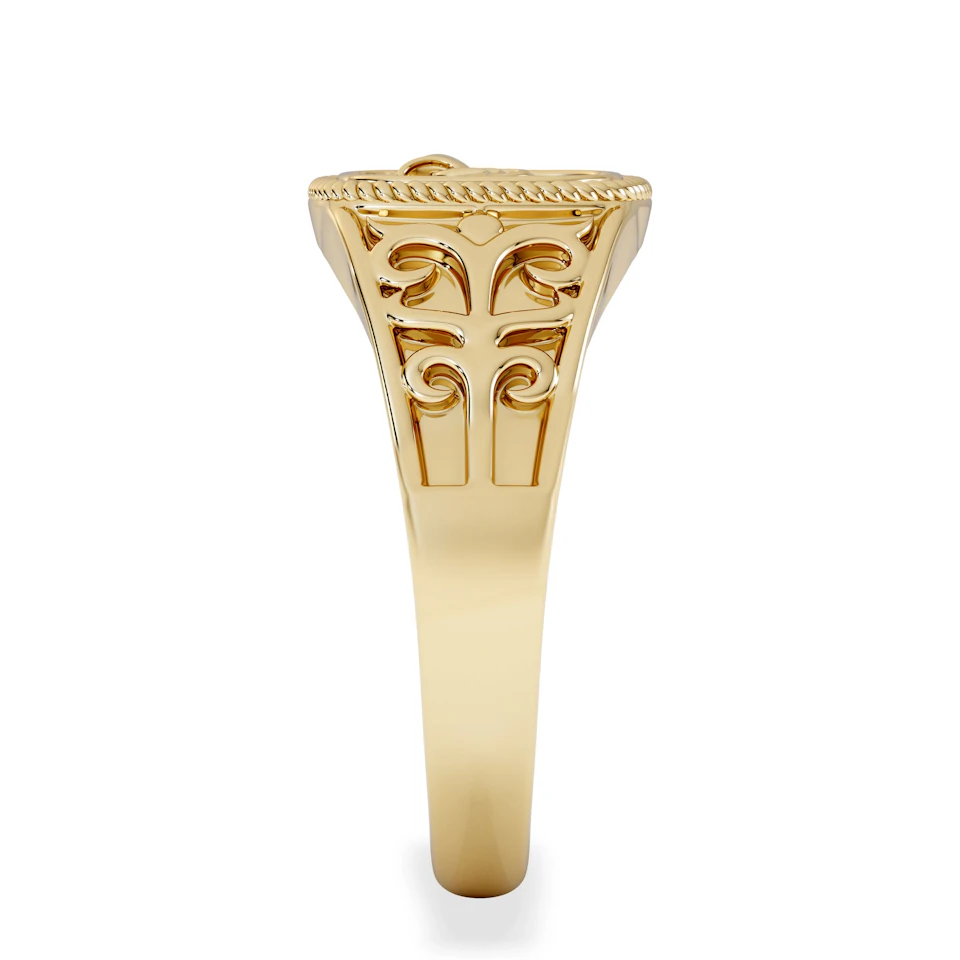 Aquarius Zodiac 0.01ct Lab Diamond Signet Ring in 18K Gold Vermeil