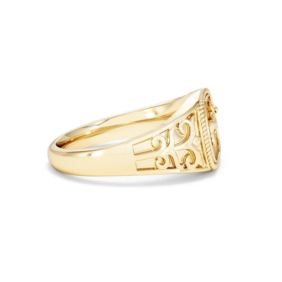 Aries Zodiac 0.01ct Lab Diamond Signet Ring in 18K Gold Vermeil